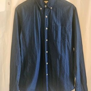 Premium Indigo Men's Classic Fit Long Sleeve Button Down Shirt Size Large M Blue